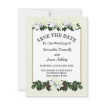 Blanc Magnolia Vert Floral Enregistrer La Date