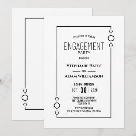 Invitation Blanc moderne avec Black Frame d'engagement