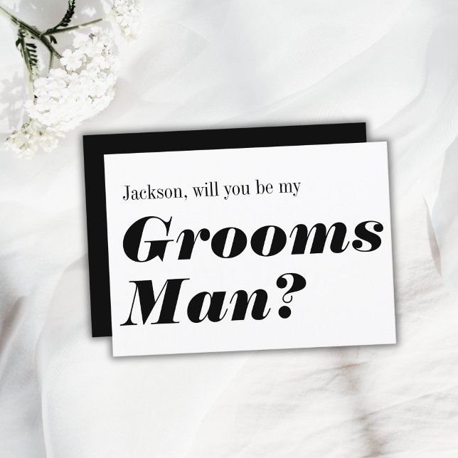 Invitation Blanc Noir Moderne Serez-Vous Mon Grossiste (Modern Black White Will You Be My Groomsman Invitation
)