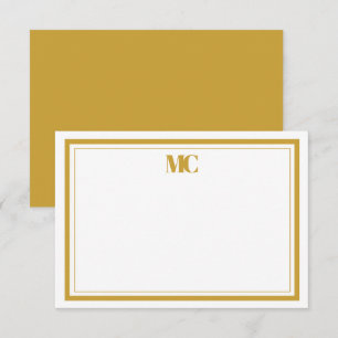 Invitation Blanc Or moderne minimaliste Monogramme deux front