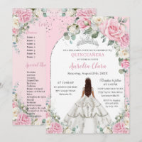 Blanc rose Floral Arc Arc Argent Quinceanera Sweet