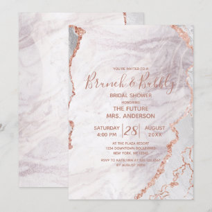 Invitation Blanc & Rose Gold Brunch & Fête des mariées Bubbly
