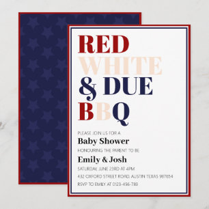 Invitation Blanc rouge et Baby shower du 4 juillet