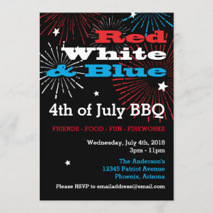 Invitation Blanc rouge et bleu 4 juillet
