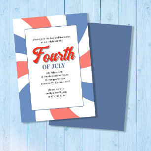 Invitation Blanc rouge et bleu 4 juillet