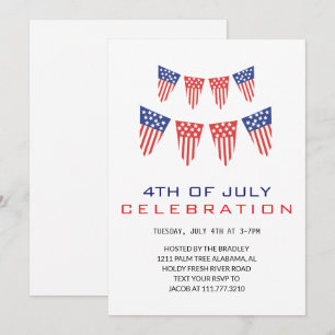 Invitation Blanc rouge et bleu 4 juillet Fête de l'Indépendan