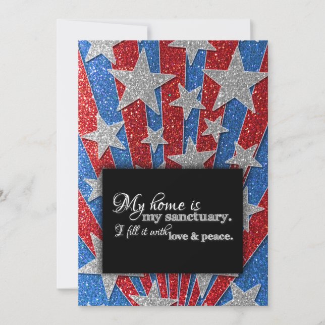 Invitation Blanc rouge et bleu Nous avons déplacé le barbecue (Devant)