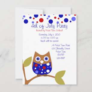 Invitation Blanc rouge et hibou Who