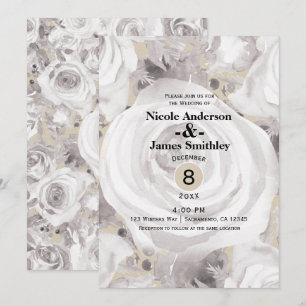 Invitation Blanc Russe Rose d'hiver Mariage Kraft