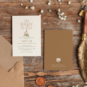 Invitation Blanc Rustique Boho Citrouille Oh Baby Boy Douche