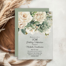 Blanc Sage Vert Floral Or 90e Anniversaire