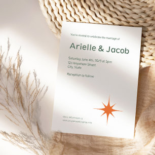 Invitation Blanc, Vert, Orange Mid Century Moderne Starburst