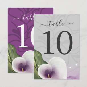 Invitation Blanc Violet Calla Lily Mariage Numéro de tableau 