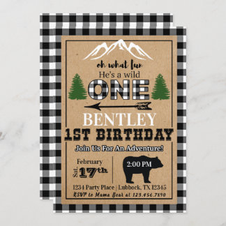 Invitation blanche d'anniversaire de plaid de