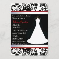Invitation blanche de Fête de la mariée de robe de