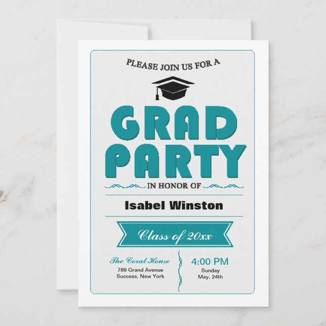 Invitation blanche de la Grad Party (Devant)