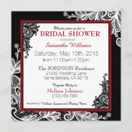 Invitation Blanche dentelle Noir moderne Goth Fête des mariée