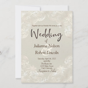 Invitation blanche dorée vintage gris jaune