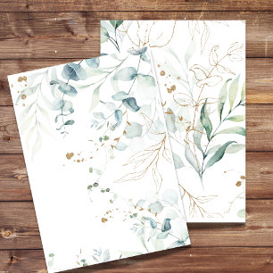 Invitation blanche Eucalyptus Verdure, Doré