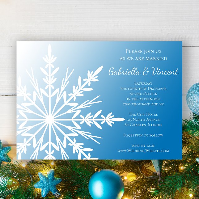 Invitation Blanche-Neige sur Blue Winter Wedding Invite (Créateur téléchargé)