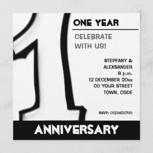 Invitation blanche pour le premier anniversaire Si