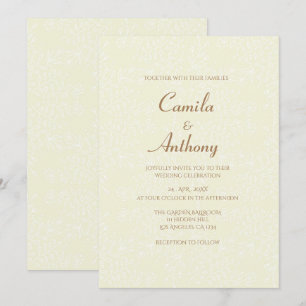 Invitation Blancs Beige motif Floral Impression complète Bord