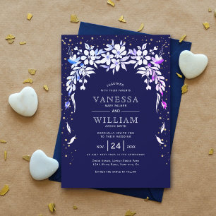 Invitation Blancs en cascade marine bleu marine mariage