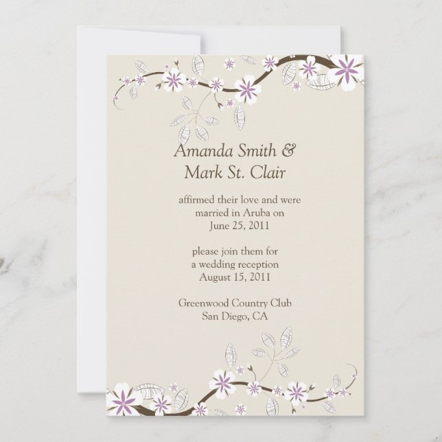Invitation Blancs et fleurs de lavande sur Mariage Ecru Post (Devant)