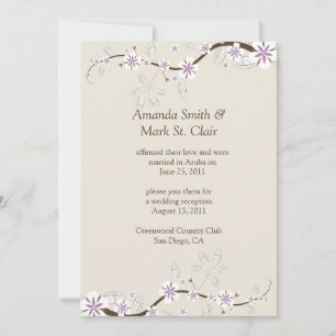 Invitation Blancs et fleurs de lavande sur Mariage Ecru Post