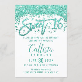 Invitation Blancs glamour Parties scintillant Turquoise Dust 