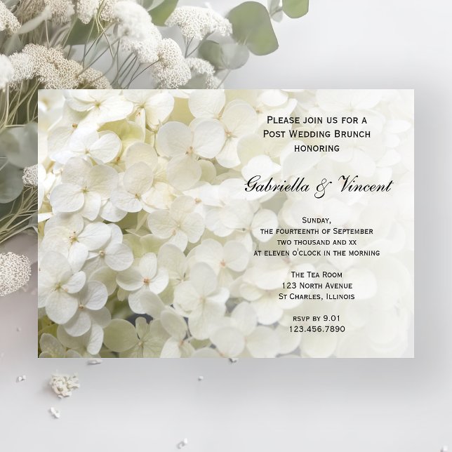 Invitation Blancs Hydrangea Floral Post Mariage Brunch (Créateur téléchargé)