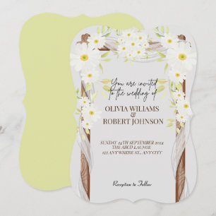 Invitation Blancs joyeux Floral Simple Aquarelle