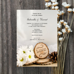 Invitation Blancs rustiques Mariage de bois