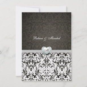 Invitation Blank Elegant Damask Monogram Mariage Invite