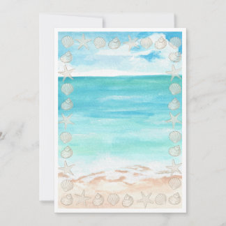Invitation Blank Seaside seashell Summer Blue Elegant Pretty