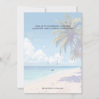 Invitation Blank Seaside Summer Blue Elegant Pretty Wedding 