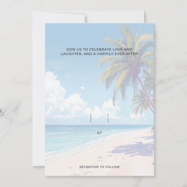 Invitation Blank Seaside Summer Blue Elegant Pretty Wedding  (Devant)