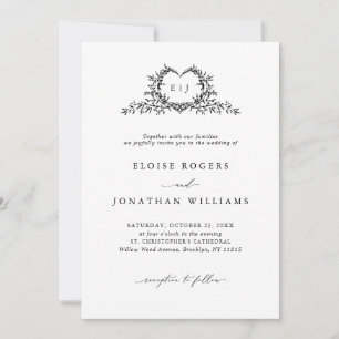 Invitation Blason de mariage calligraphié chic minimaliste mo