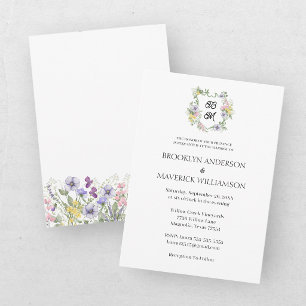 Invitation Blason de monogramme floral formel de mariage