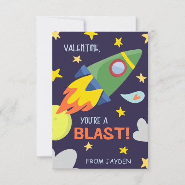 Invitation Blast Off Classroom Valentine's Day Card (Devant)