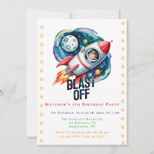 Invitation Blast Off Space Boy Astronaut fête d'anniversaire