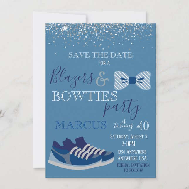 Invitation Blazers & bowties Party Mens 40, 50 Enregistrer la (Devant)