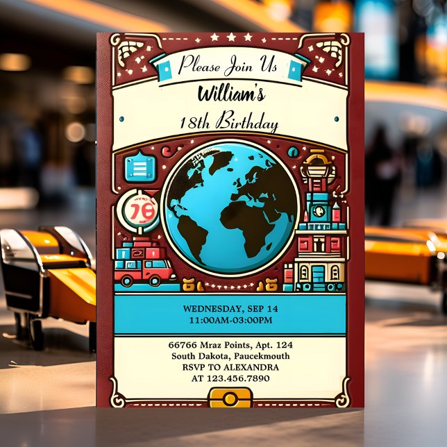 Invitation Blend Travel Cabine Beach Destination 32e annivers (Créateur téléchargé)