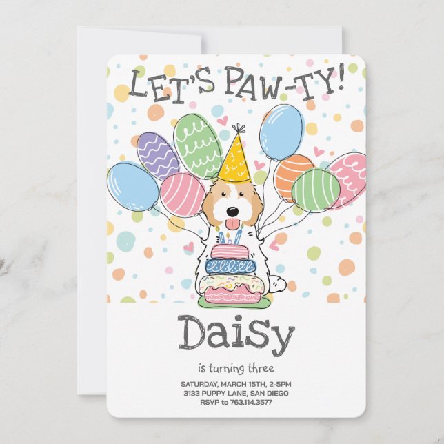 Invitation Blenheim Cockapoo Cavapoo fête d'anniversaire de c (Devant)