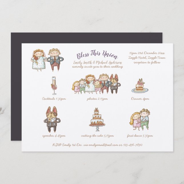 Invitation Bless This Union - Jote Wedding Invite Timeline (Devant / Derrière)