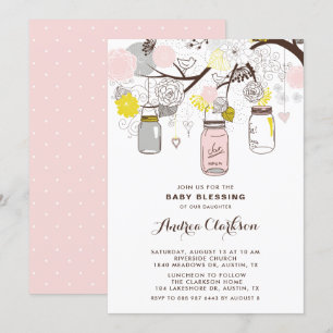 Invitation Blessure de mason rose pâle jarres Floral Baby