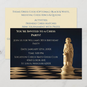 Invitation Bleu 30e anniversaire d'échecs évêque