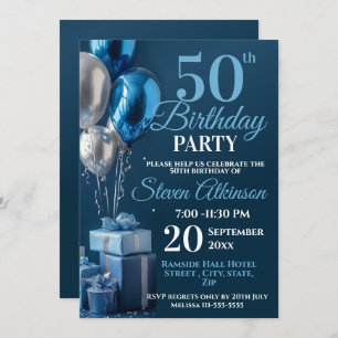 Invitation Bleu 50e anniversaire des dons de ballons