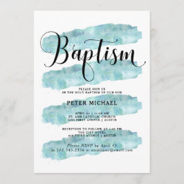 Invitation Bleu Abstrait| Baptême d'aquarelle