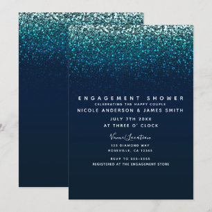 Invitation Bleu Aqua Marine Pailleté Moderne Bague de Fiançai
